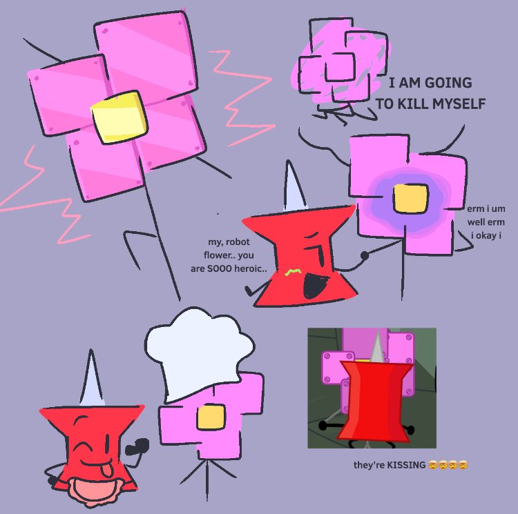 glooploops's tweet image. ROBOT FLOWER 🤑🤑🤑🤑 oh and pin too ig 😒😒 #bfdi #tpot