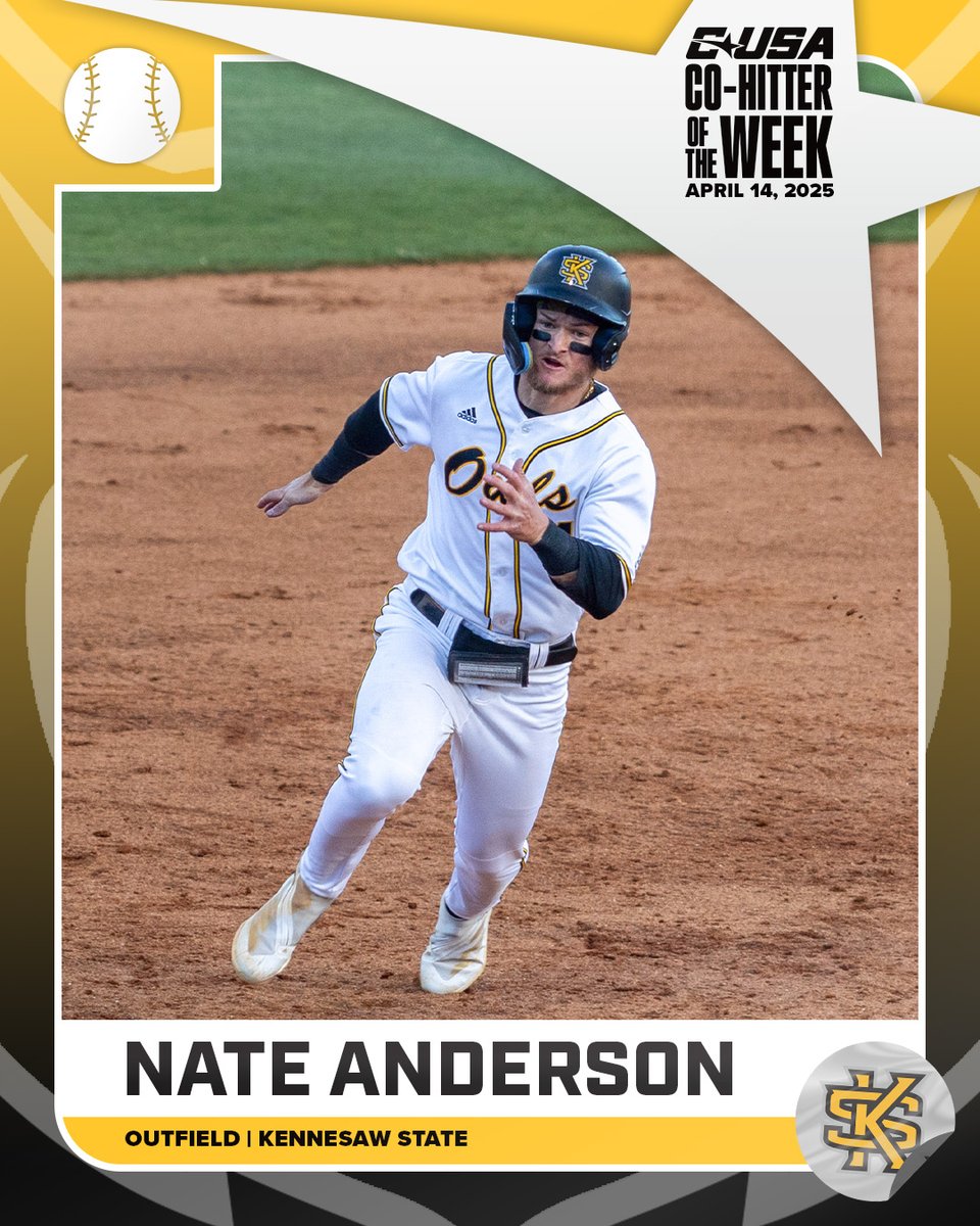 ⚾️ CO-HITTER OF THE WEEK ⚾️

🏅1⃣ Nate Anderson, <a href="/KSUOwlsBaseball/">Kennesaw State Baseball</a> 

#NoLimitsOnUs | bit.ly/42JY9pE
