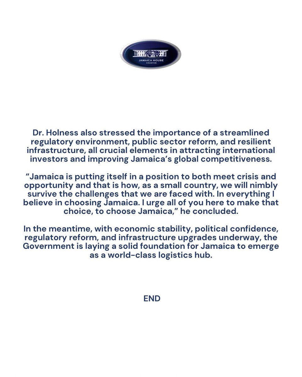 #PressRelease: Government Accelerates Push to Make Jamaica the Fourth Global Logistics Hub Node