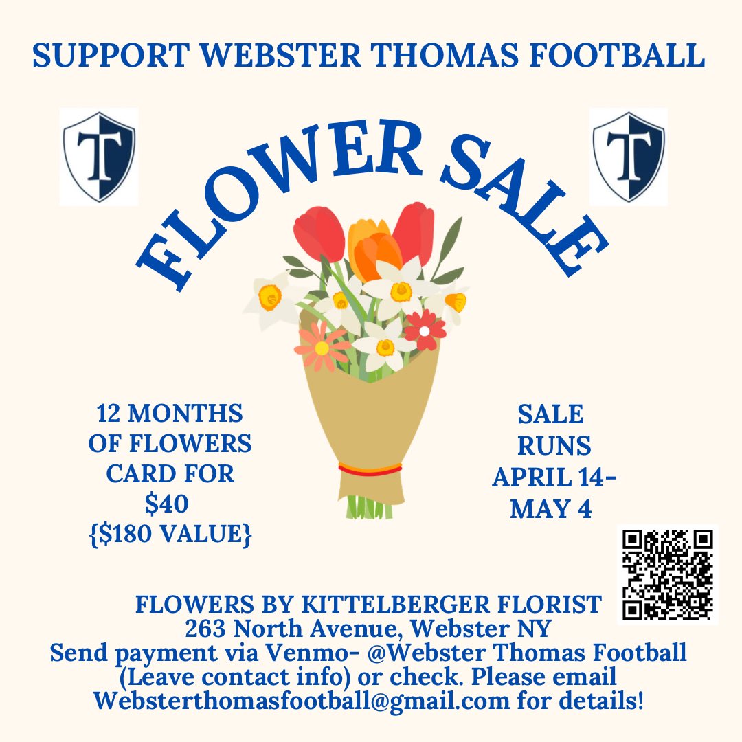 Kittelberger Flower sale starts TODAY!! Support Webster Thomas Football! Thank you!!! 💐🌼🌹🌻