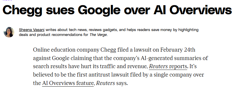 Shreyas Sekar (@gaffetheory) on Twitter photo Question: Can Google AI overviews be considered a form of self-preferencing since the search engine disintermediates third-party web pages in favor of "its own" AI-generated content? (cc <a href="/AndreyFradkin/">Andrey Fradkin</a>) Question: Can Google AI overviews be considered a form of self-preferencing since the search engine disintermediates third-party web pages in favor of "its own" AI-generated content? (cc <a href="/AndreyFradkin/">Andrey Fradkin</a>)