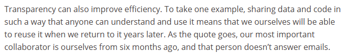 Joe Gitchell (@jgitchell) on Twitter photo Love this paean to #OpenScience even in times of austerity from <a href="/MarcusMunafo/">Marcus Munafò</a> & Neil Jacobs.
And this para about the value of Transparency to support collaboration (FYI, <a href="/DebMashek/">Deb Mashek</a>) is great.
1/2 Love this paean to #OpenScience even in times of austerity from <a href="/MarcusMunafo/">Marcus Munafò</a> & Neil Jacobs.
And this para about the value of Transparency to support collaboration (FYI, <a href="/DebMashek/">Deb Mashek</a>) is great.
1/2
