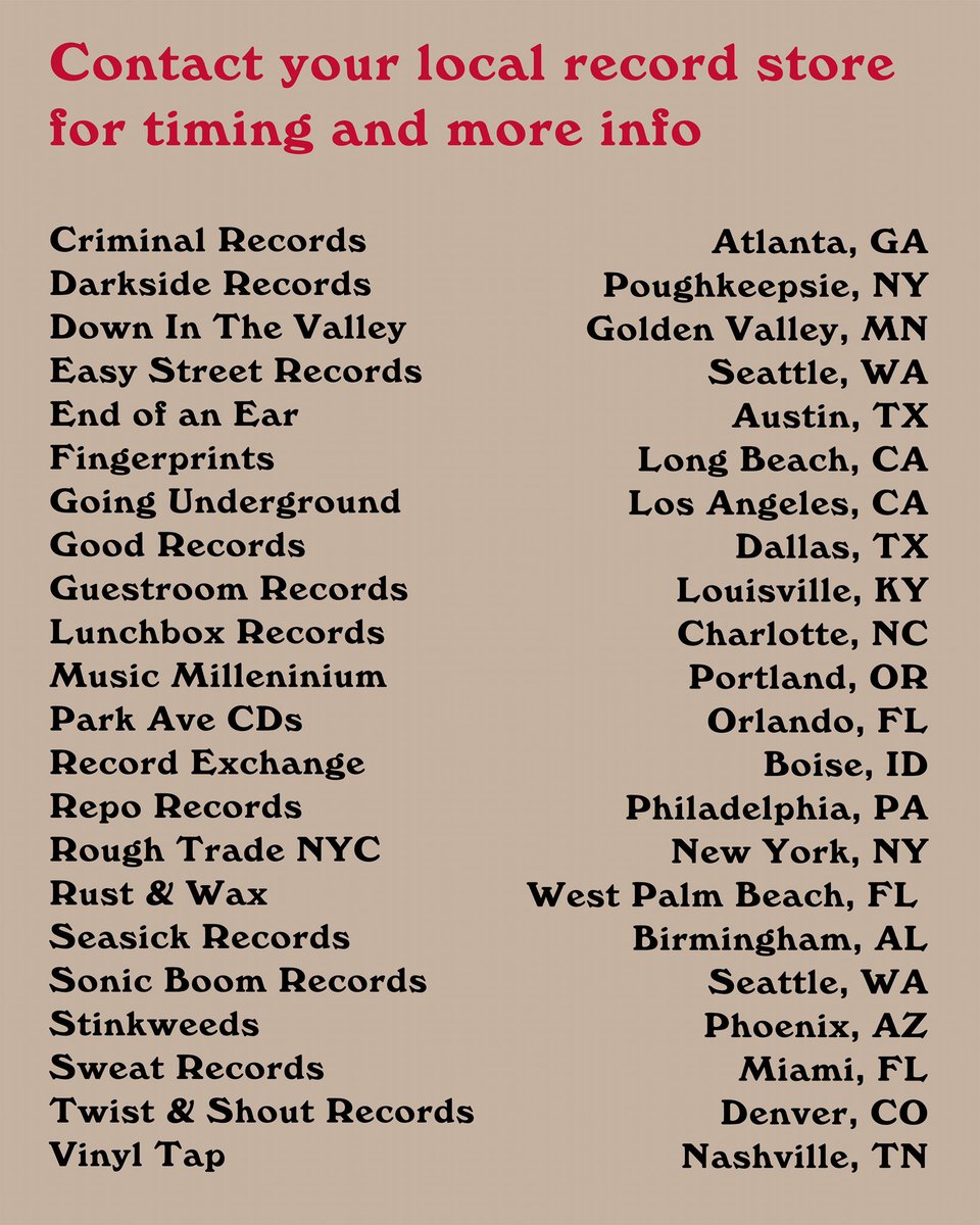 Playing the album early at record stores near u 🐠 on my birthday 💋 contact ur local store for more info