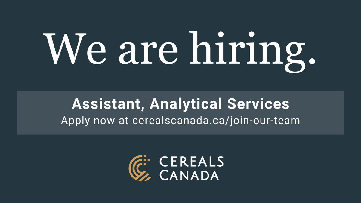 We are seeking a highly organized, detail-oriented individual with proficiency in laboratory techniques to join our Analytical Services department. Learn more about this temporary, six-month position at: cerealscanada.ca/join-our-team/