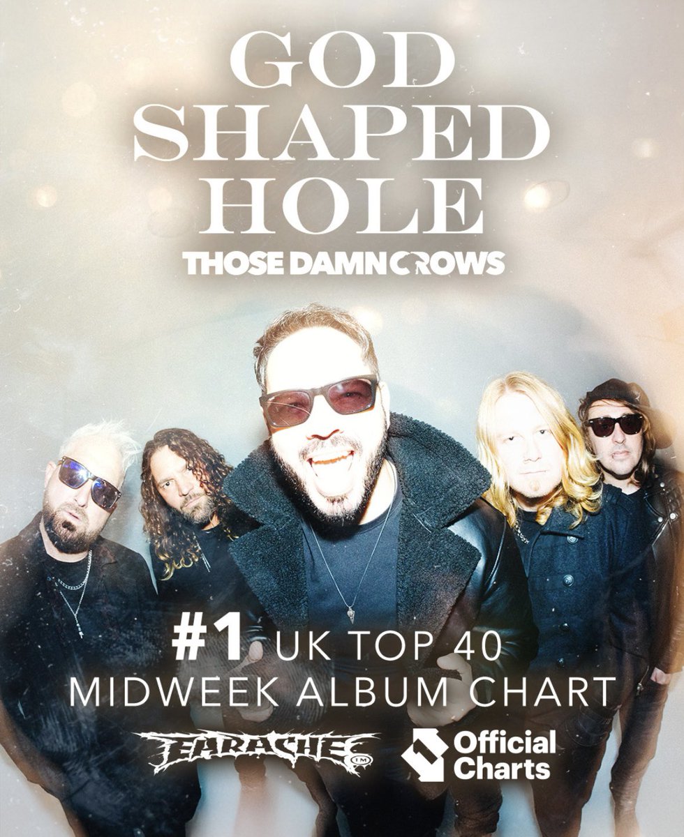 HUGE CONGRATULATIONS to the incredible @thosedamncrows currently sat at #1 on the official UK album chart update with new album #godshapedhole 
Please show your support for UK rock by buying the album this week as
the battle for #1 is on!!! 🇬🇧 🏴󠁧󠁢󠁷󠁬󠁳󠁿 🤘💥
@earacherecords 
⚡️💿⚡️