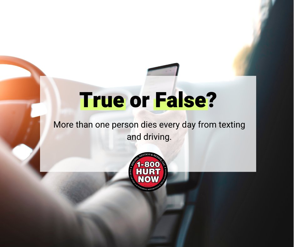 1800HURTNOW's tweet image. Devastatingly, true. Reports by the NHTSA estimate that over one person dies each day from texting and driving. Keep your phones out of reach—your life and the lives of others depend on it.

#ItCanWait | #TextingandDriving