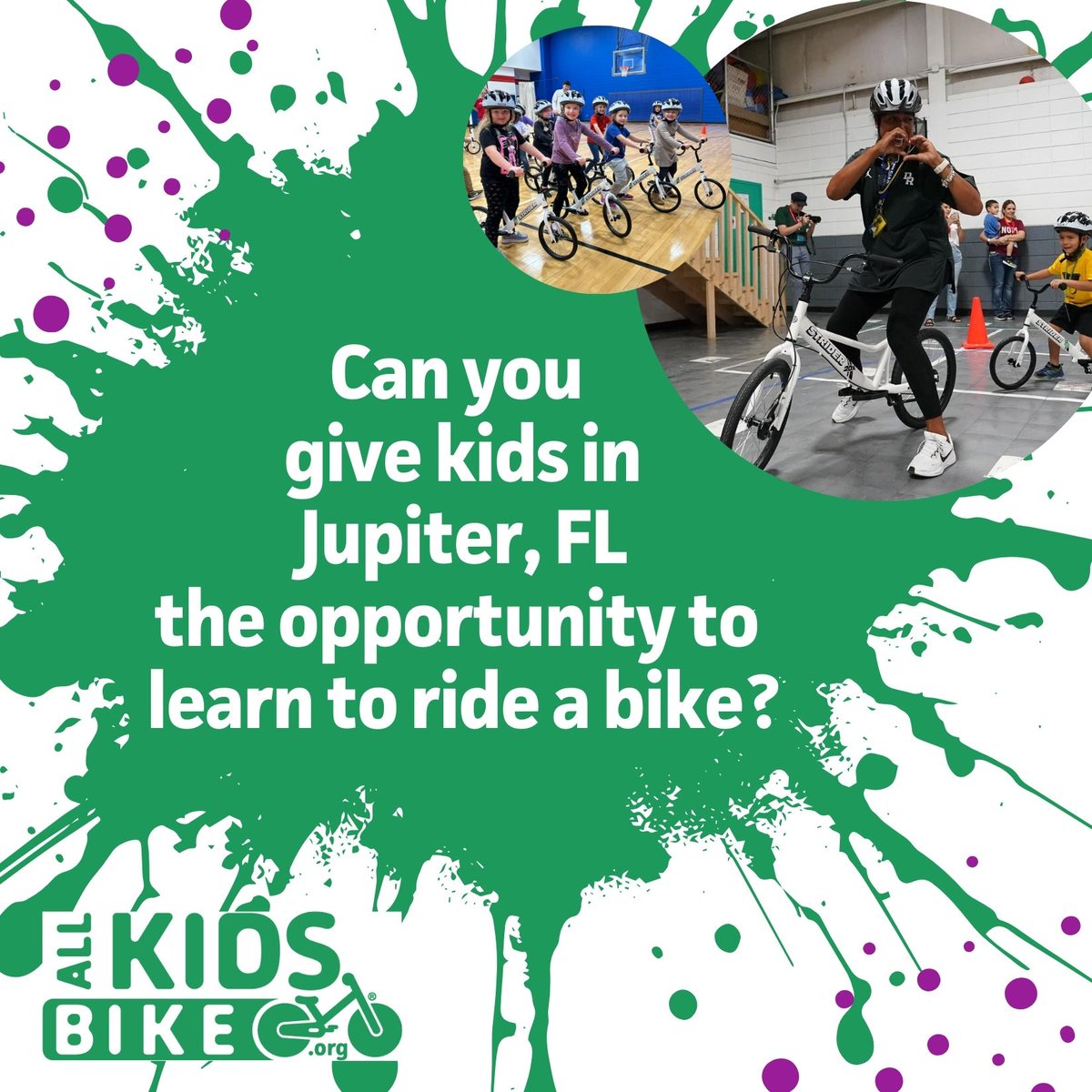 Jupiter Farms Elementary School has over 100 kindergarten students and they would love to have the opportunity to learn to ride a bike in school!

Can you help them receive the All Kids Bike Kindergarten PE Learn-to-Ride Program in their school?

Donate today:
