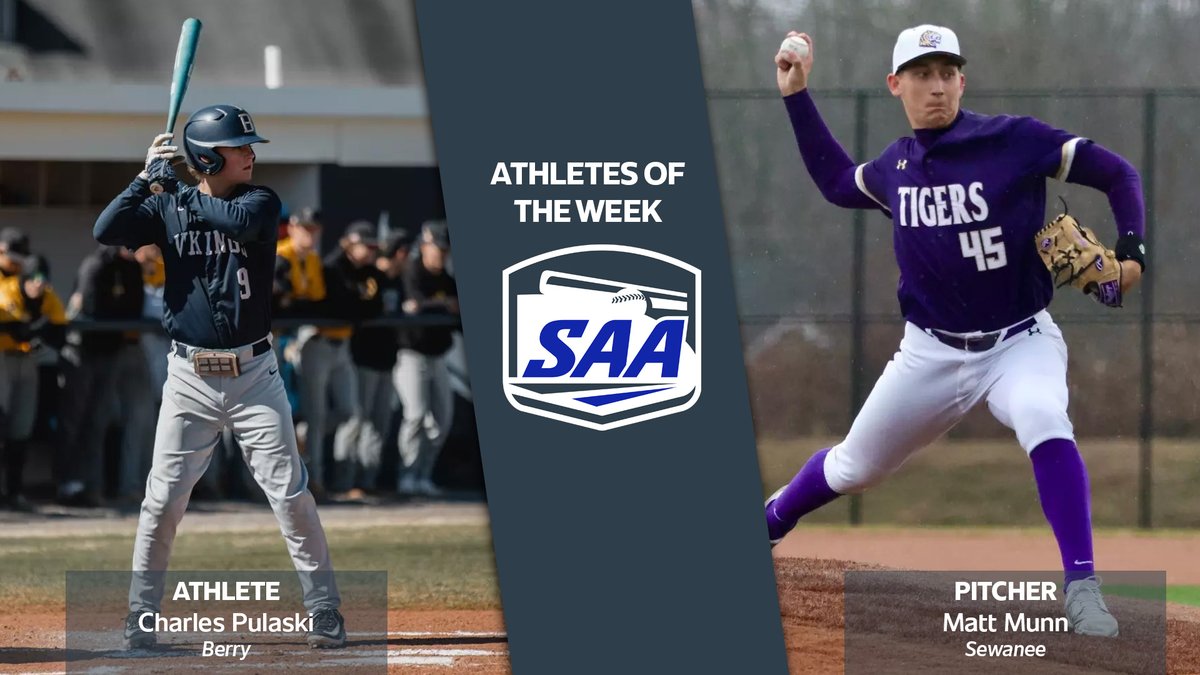 SAA Sports (@saa_sports) on Twitter photo SAA Baseball Report – April 14, 2025
Athlete of the Week: Charles Pulaski, Berry
Pitcher of the Week: Matt Munn, Sewanee
🔗 ow.ly/zV0s50VA9xg SAA Baseball Report – April 14, 2025
Athlete of the Week: Charles Pulaski, Berry
Pitcher of the Week: Matt Munn, Sewanee
🔗 ow.ly/zV0s50VA9xg