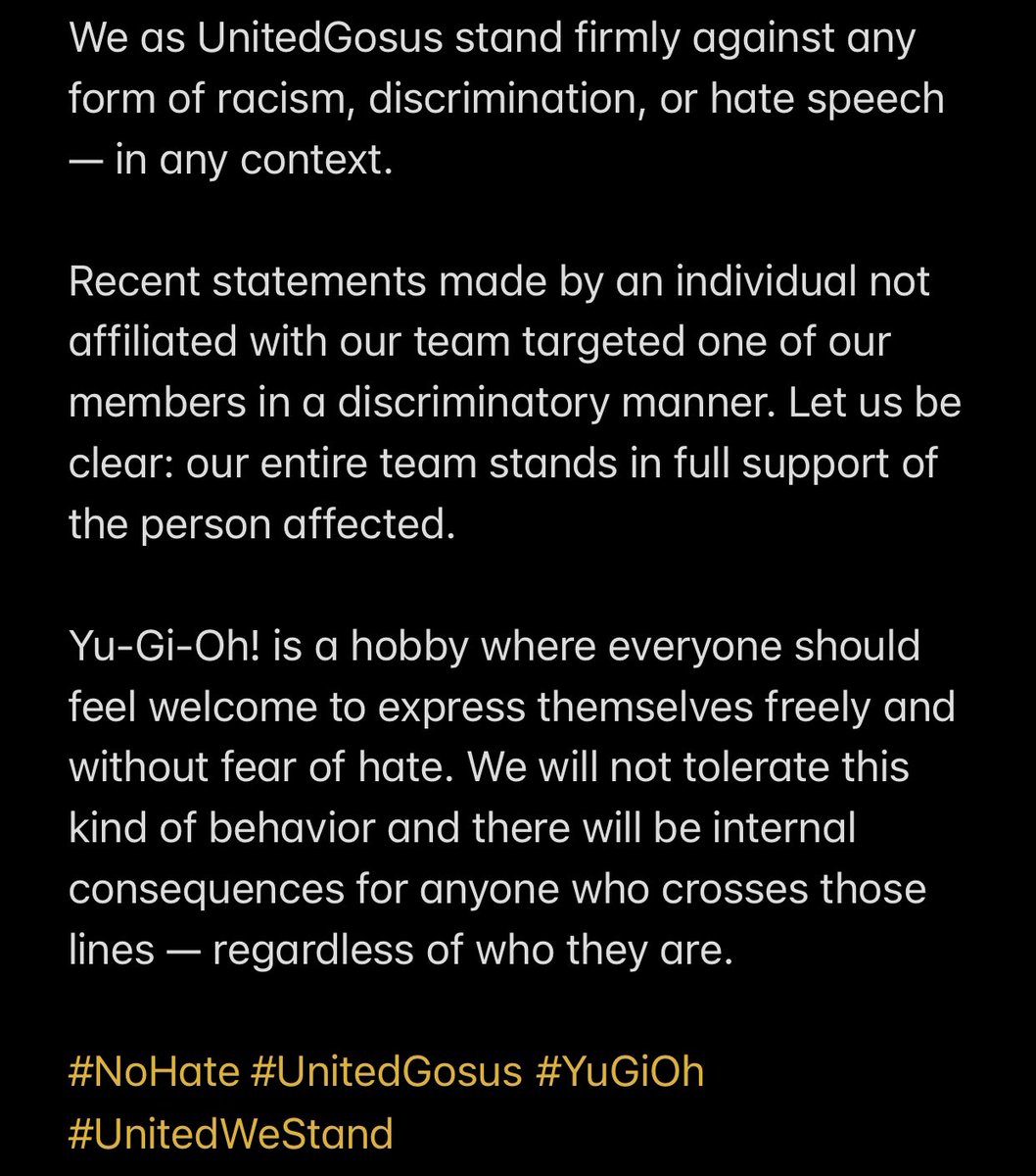 #NoHate #UnitedGosus #YuGiOh #UnitedWeStand