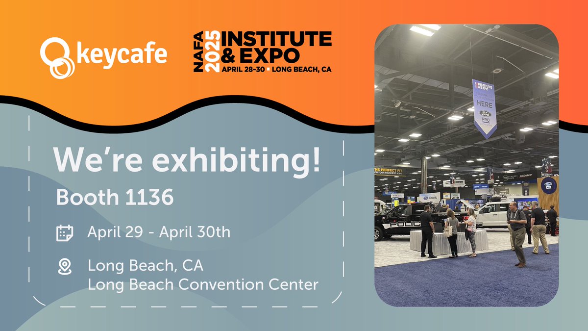 key_cafe's tweet image. 🚛 We’re exhibiting at NAFA 2025 in Long Beach!

Come see how Keycafe’s smart key management can help your fleet gain control, cut downtime, and improve security.

📍 Booth 1136 | 📅 April 29–30

#NAFA2025 #FleetManagement #KeyManagement #Keycafe #FleetTech
