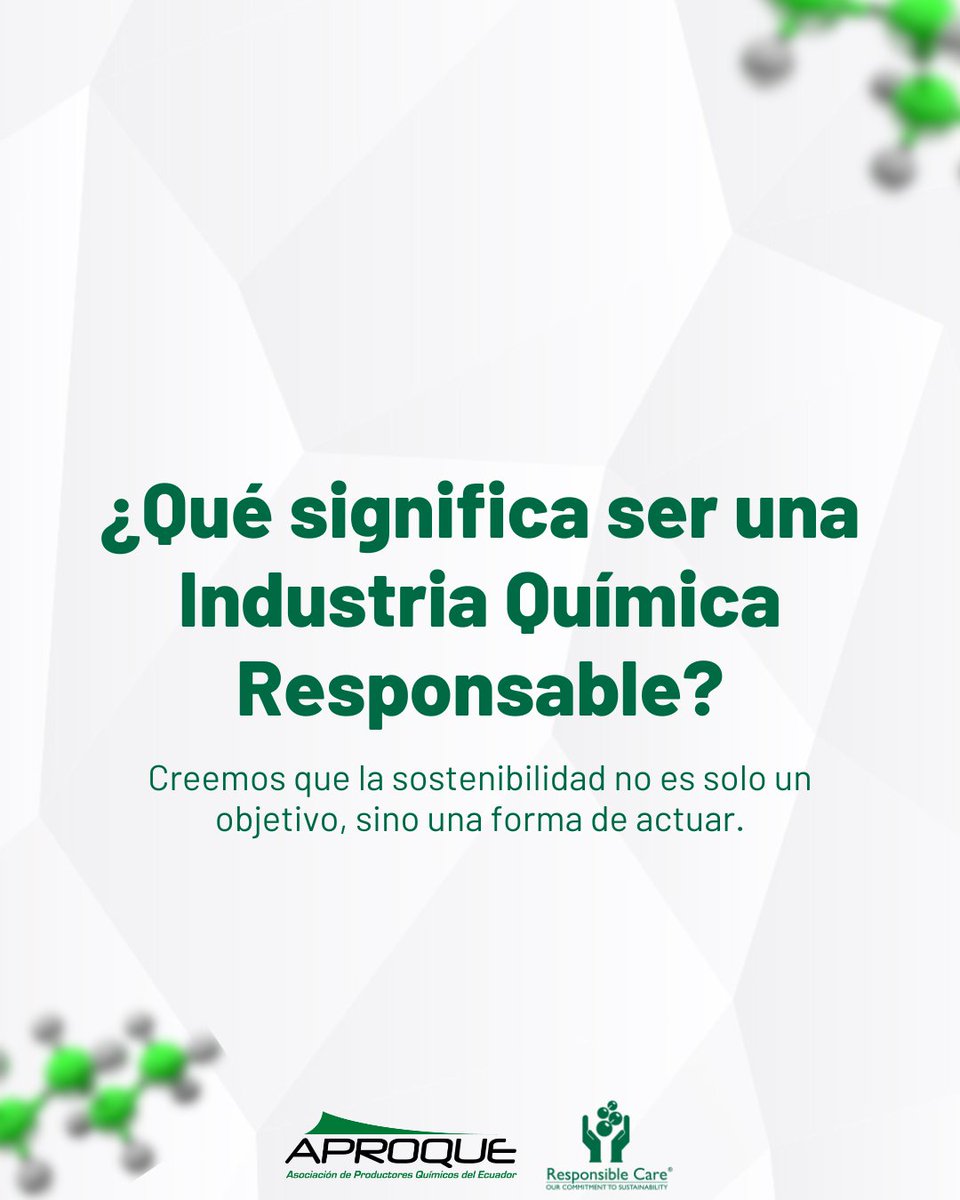aproquerc's tweet photo. 🌿 En APROQUE, creemos que la sostenibilidad no es solo un objetivo, es una forma de actuar.

Con #ResponsibleCare, promovemos procesos seguros, sostenibles y responsables 🤝⚗️

¿Tu empresa ya es parte del cambio?
📩 Contáctanos y súmate 🌍
#APROQUE #IndustriaResponsable https://t.co/R9Rz9XI5Xr