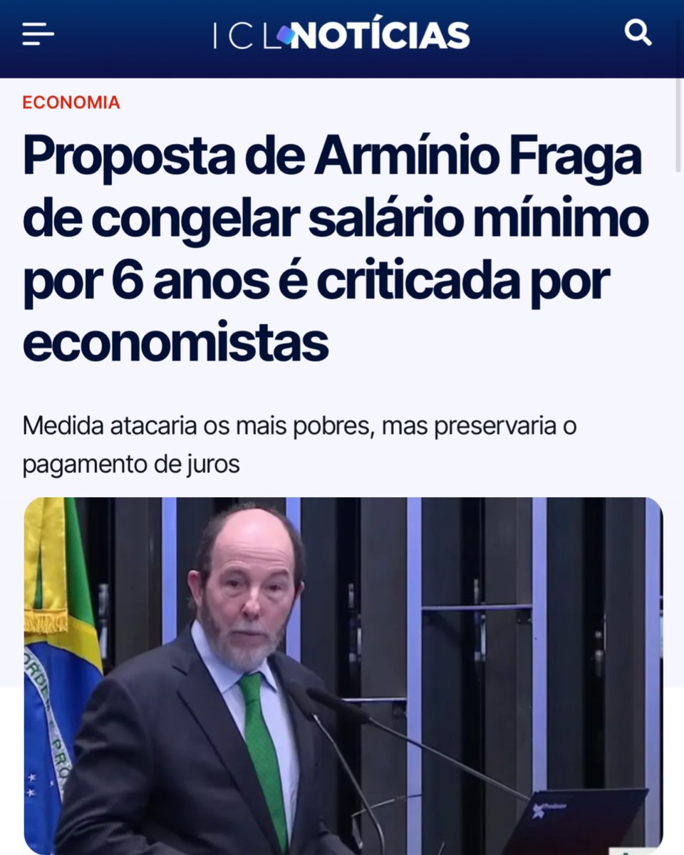 A proposta de Armínio Fraga de congelar o salário mínimo no seis anos no Brasil é incompetente, cruel e revela o pensamento tacanho das “elites” em relação ao povo brasileiro. Basicamente, o economista defende apenas os ganhos do mercado financeiro, às custas do suor dos