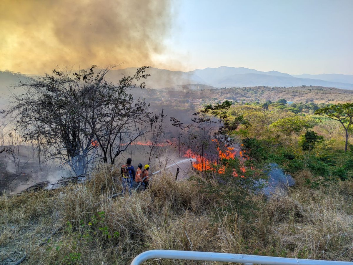 Control de incendios forestales en el sector La Palmira de la zona de las Adjuntas. Cuerpos combatientes de Mitigación de Riesgos  desplegados en el área. Utilizados 6.000 listos de agua 💧 ❤️‍🔥👩🏻‍🚒💧