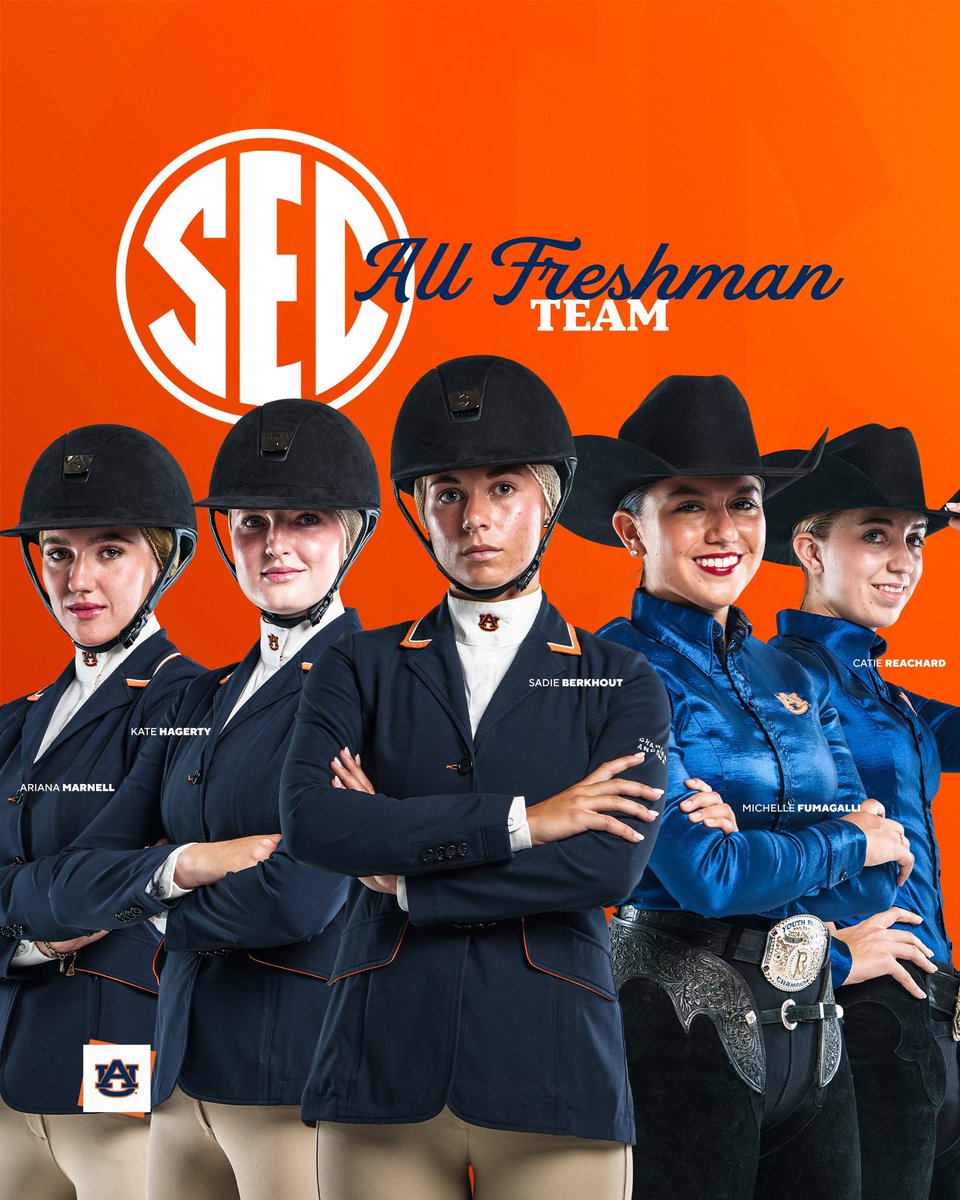 NEWBIES!

5️⃣ Tigers earn SEC All-Freshman recognition!
⭐️ Ariana Marnell - Flat
⭐️ Kate Hagerty - Fences 
⭐️ Sadie Berkhout - Flat
⭐️ Michelle Fumagalli - Reining
⭐️ Catie Reachard - Reining

#WarEagle | #LeadALegacy
