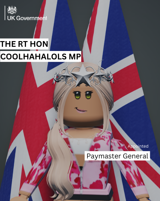 HMGovPB's tweet photo. The Prime Minister has appointed coolhahalols, aka Molly, to be Paymaster General. https://t.co/hVT0r0Obqz