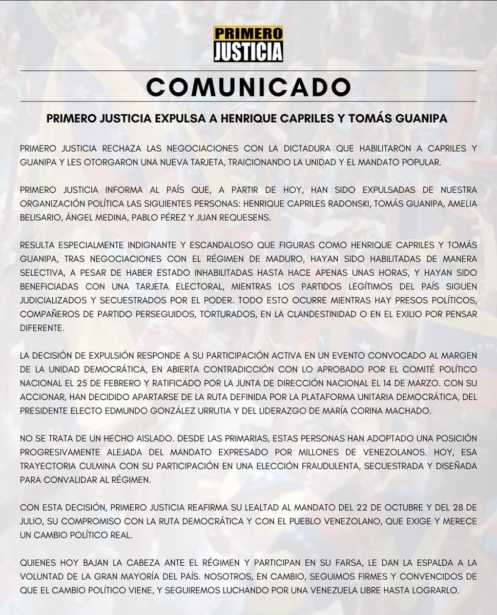 Cuando el Estado oculta o distorsiona La Verdad, viola los derechos humanos de toda su Nación, corrompe  para sostenerse, es de buenos ciudadanos develar verdades oara actuar coscientemente...este acto de mi organización política <a href="/Pr1meroJusticia/">Primero Justicia</a> hace Justicia a la Verdad.