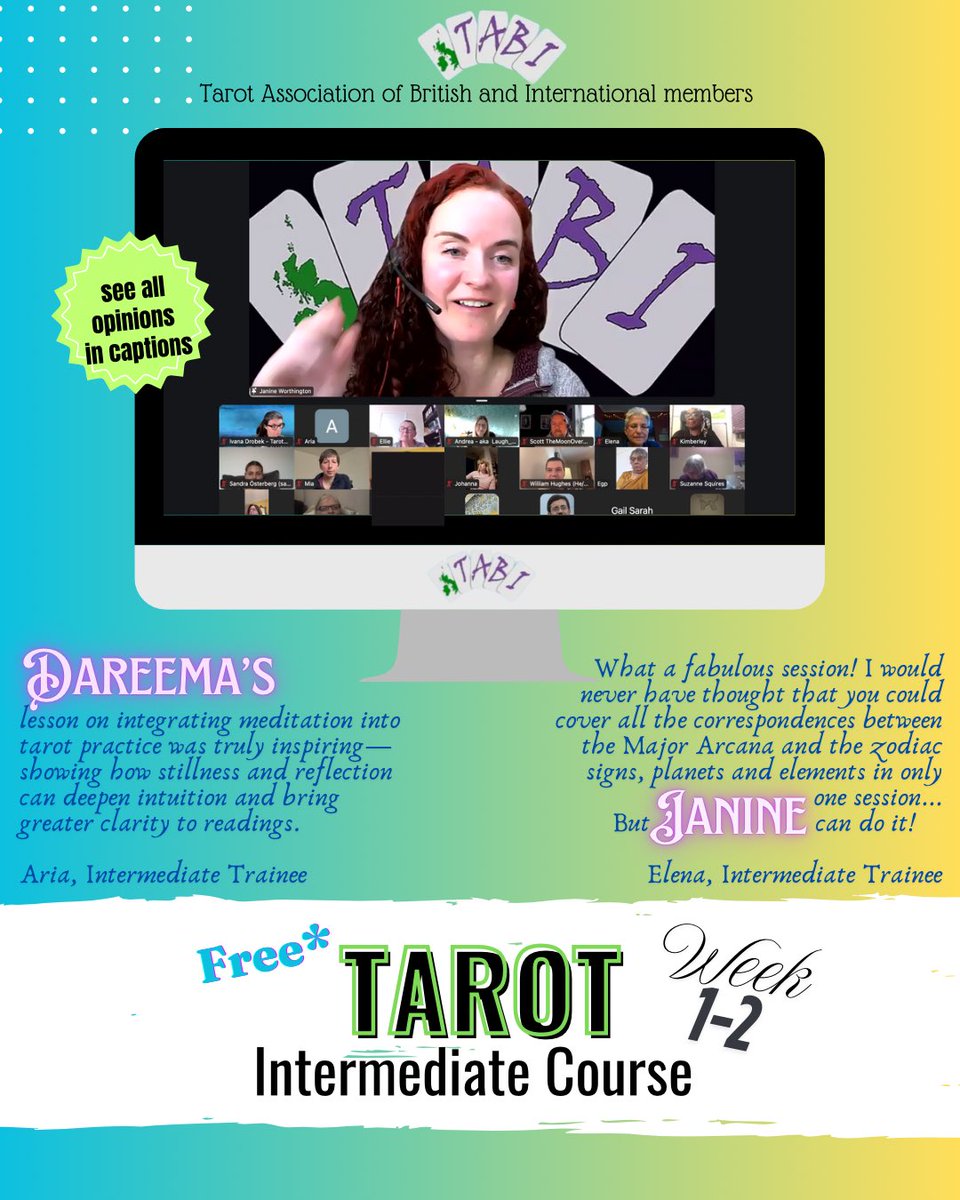 TabiGB (@tabigb) on Twitter photo Stay tuned—and keep your cards and charts ready! 🃏✨
Want to take your tarot skills further? Sign up for our next training course today! 🔮🌟 tabi.org.uk/training_/ #tarot <a href="/InbetweenTarot/">The Inbetween Tarot</a> Stay tuned—and keep your cards and charts ready! 🃏✨
Want to take your tarot skills further? Sign up for our next training course today! 🔮🌟 tabi.org.uk/training_/ #tarot <a href="/InbetweenTarot/">The Inbetween Tarot</a>