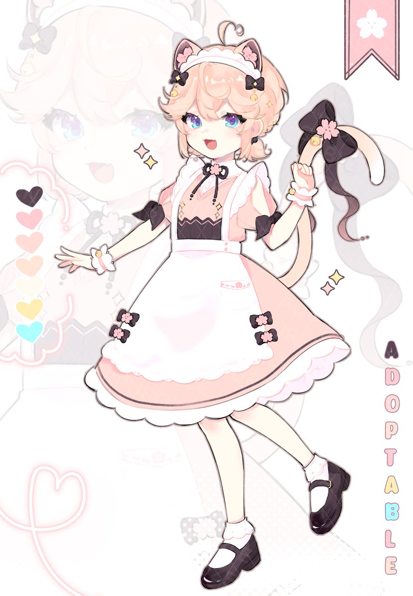 Hihi 💗 new adoptable auction! 🐈🌸✨

ends in 24 hours after the highest offer  

✦Sb: 50 usd 
✧Min: 5 usd 
✦Ab 1: 150 usd 
✧Ab 2: 200 usd (Commercial use + mini chibi) 

💜Please read our TOS before bidding
🩷 Bid in comments or to our DM!