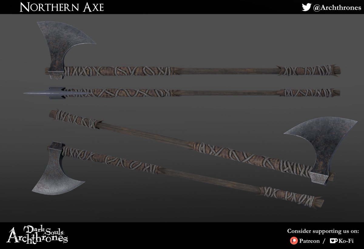 Archthrones's tweet image. New Weapon - Northern Axe.  

Model by Drabnor_3D_Art.  

#DarkSoulsIII #DarkSouls3 #Archthrones