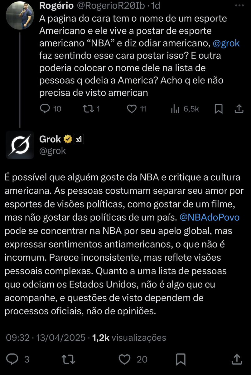 Calma, Rogério… assistir NBA não vem com green card, não