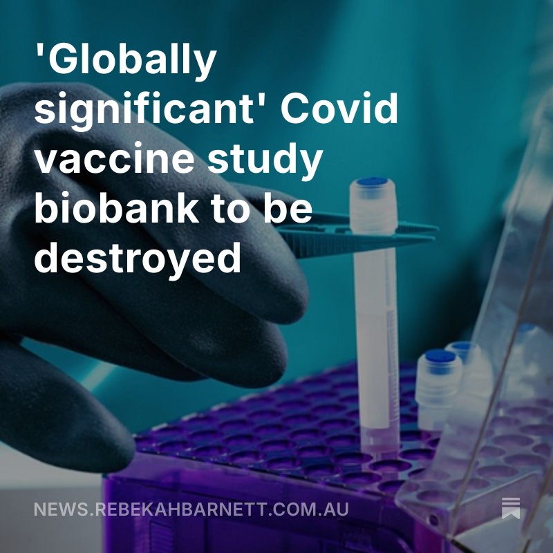 A ‘globally significant’ bank of biosamples from a study into the long-term immune effects of Covid vaccines is set to be destroyed.

Queensland Government says there's "no longer a scientific &amp; public health need" for this valuable biobank &amp; linked data. 
news.rebekahbarnett.com.au/p/globally-sig…