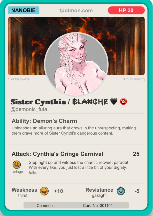 *The demon, Blanche, sees this and begins to laugh loudly at Cynthia’s attack*

🖤: “Ⱨ₳Ⱨ₳Ⱨ₳Ⱨ₳!!! ₮Ⱨ₳₮ ĐɆ₣ł₦ł₮ɆⱠɎ ₴ØɄ₦Đ₴ Ⱡł₭Ɇ ₮Ⱨ₳₮ ₱₳₮ⱧɆ₮ł₵ ɆӾ₵Ʉ₴Ɇ Ø₣ ₳ ₦Ʉ₦! Ⱨ₳Ⱨ₳Ⱨ₳Ⱨ₳!!!”