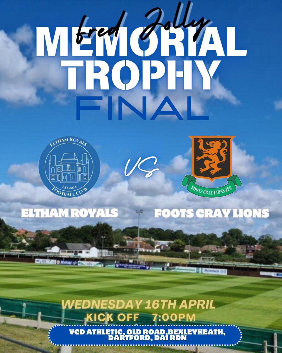 Eltham Royals FC (@elthamroyals24) on Twitter photo The time has finally come. Wednesday night we play in our first ever cup final as we take on <a href="/FCLFC_/">FootsCray Lions FC</a> at the VCD, 19:00 KO. Come down and support the boys. COME ON YOU ROYALS🔵⚪️ <a href="/WESFA_Football/">W.E.S.F.A.</a> @SELKGrassroots The time has finally come. Wednesday night we play in our first ever cup final as we take on <a href="/FCLFC_/">FootsCray Lions FC</a> at the VCD, 19:00 KO. Come down and support the boys. COME ON YOU ROYALS🔵⚪️ <a href="/WESFA_Football/">W.E.S.F.A.</a> @SELKGrassroots