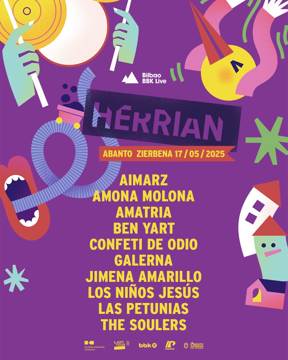 Tres serán los aperitivos del <a href="/bilbaobbklive/">Bilbao BBK Live</a> en los ciclos Herrian e Hirian. Bandas como <a href="/parquesvr/">parquesvr</a>, <a href="/confetideodio/">Confeti de Odio</a>, <a href="/capsula_band/">C A P S U L A</a>, <a href="/losdeltonos/">los deltonos</a> o <a href="/LEIHOTIKAN/">LEIHOTIKAN</a>, entre otras, estarán en Abanto- Zierbana, #Amorebieta y La Peña.
<a href="/lasttourint/">Last Tour</a> 
lc.cx/F-KwIQ