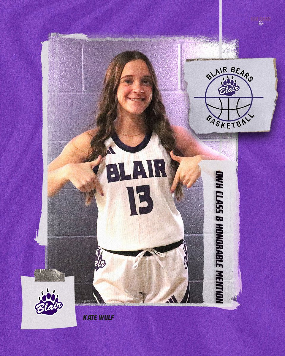 BHS Girls Basketball (@ladybearsbhs) on Twitter photo Here are the OWH post-season honors for Class B:
Addie Sullivan - Class B Second Team
Cadence Field, Taytum Macholan, and Kate Wulf - Class B Honorable Mention
Congratulations, Bears! <a href="/BHSBlair/">Blair High School</a> <a href="/EntPubSports/">Washington County Enterprise Sports</a> Here are the OWH post-season honors for Class B:
Addie Sullivan - Class B Second Team
Cadence Field, Taytum Macholan, and Kate Wulf - Class B Honorable Mention
Congratulations, Bears! <a href="/BHSBlair/">Blair High School</a> <a href="/EntPubSports/">Washington County Enterprise Sports</a>
