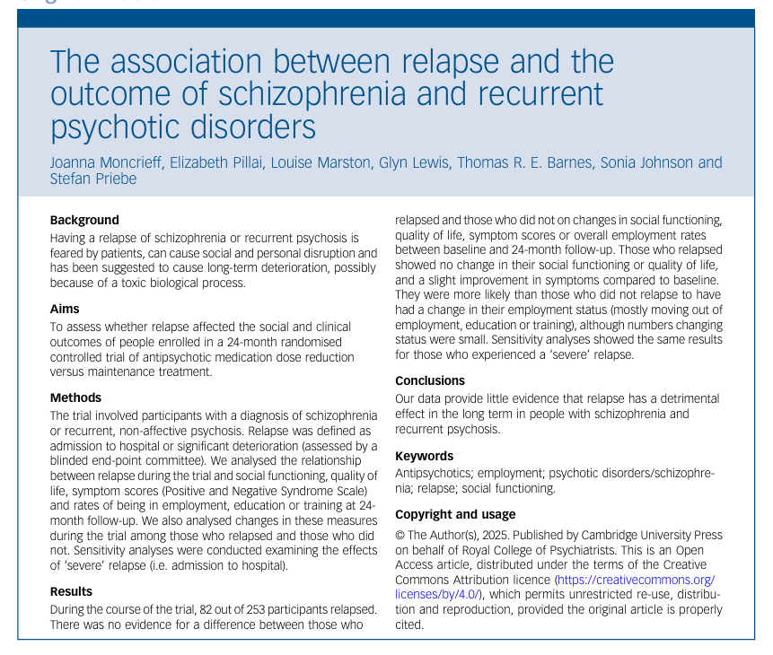 Louise Marston (@marstonlouise) on Twitter photo The association between relapse and the outcome of schizophrenia and recurrent psychotic disorders <a href="/TheBJPsych/">BJPsych Journals</a> doi.org/10.1192/bjp.20… <a href="/joannamoncrieff/">Dr Joanna Moncrieff</a> <a href="/soniajohnson/">Sonia Johnson</a> <a href="/UCLPsychiatry/">UCL Psychiatry</a> <a href="/UCL_PCPH/">UCL Primary Care & Population Health</a> <a href="/RADARprogramme/">RADAR research study</a> <a href="/GlynLewis9/">Glyn Lewis</a> The association between relapse and the outcome of schizophrenia and recurrent psychotic disorders <a href="/TheBJPsych/">BJPsych Journals</a> doi.org/10.1192/bjp.20… <a href="/joannamoncrieff/">Dr Joanna Moncrieff</a> <a href="/soniajohnson/">Sonia Johnson</a> <a href="/UCLPsychiatry/">UCL Psychiatry</a> <a href="/UCL_PCPH/">UCL Primary Care & Population Health</a> <a href="/RADARprogramme/">RADAR research study</a> <a href="/GlynLewis9/">Glyn Lewis</a>