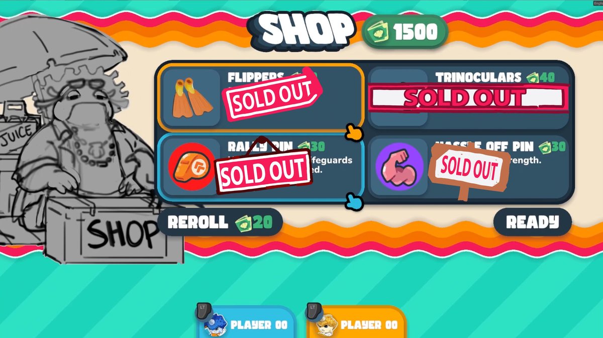 Currently blocking out what the in-game shop would look like, which Sold-out sign is your favorite? #boastguards #indiedev #indiegame