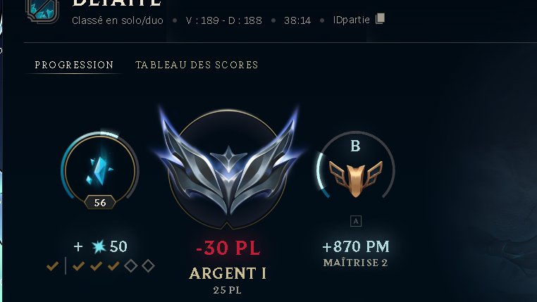 Arker73's tweet photo. @RiotSupportFR je vous en supplie expliquez moi comment c'est possible que plus je joues peu importe si je maintiens un winrate correct ou non je finis par perdre de plus en plus de lp. -30 +21 c'est quoi le principe c'est pour inciter les joueurs à ne plus jouer ? Au secours! https://t.co/rFyZR3Qstr