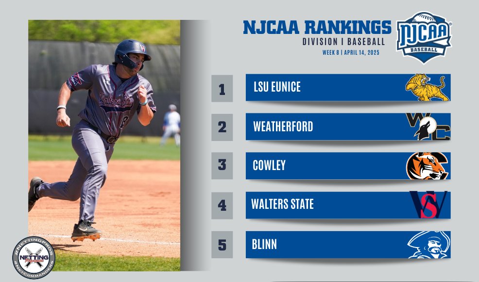 NJCAA Baseball (@njcaabaseball) on Twitter photo ๐ Weatherford moves up to No. 2 in the #NJCAABaseball DI Rankings, presented by <a href="/NettingPros/">Netting Professionals ๐๏ธ</a>.
- Walters State moves up to No. 4
- Johnson County moves into the top-10
Full Rankings โคต๏ธ
njcaa.org/sports/bsb/ranโฆ ๐ Weatherford moves up to No. 2 in the #NJCAABaseball DI Rankings, presented by <a href="/NettingPros/">Netting Professionals ๐๏ธ</a>.
- Walters State moves up to No. 4
- Johnson County moves into the top-10
Full Rankings โคต๏ธ
njcaa.org/sports/bsb/ranโฆ