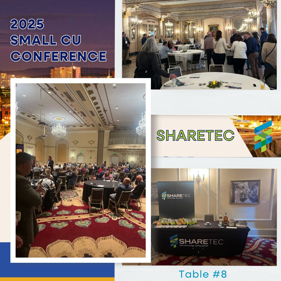 #Sharetec is having a great time learning and networking at America's Credit Unions Small Credit Union Conference in Spokane, WA! Be sure to stop by and see us at Table 8! 

#SmallCreditUnionConference #SmallCUConference #CreditUnions #CoreProcessing