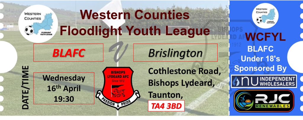 ❤️🖤 Under 18 SEMI-FINAL ❤️🖤

Below is your ticket for the under 18 semi final, can the young Bishops book their place in the Final for the third consecutive season. Come along and find out on Wednesday night in what is guaranteed to be a thriller.

Entrance £3.00

**** Heading