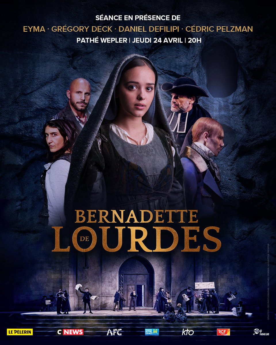 Bernadette de Lourdes (@bdelourdesmusic) on Twitter photo Le jeudi 24 avril à 20h, découvrez la comédie musicale #BernadettedeLourdes au Pathé Wepler, en présence de l'équipe du spectacle : <a href="/EymaScharen/">EYMA</a> <a href="/Gregodeck/">Gregory Deck</a> <a href="/danieldefilipi/">Daniel DEFILIPI Officiel</a> et #cedricpelzman

Réservations : bit.ly/Bernadette_Wep…
#BernadettedeLourdesaucinema Le jeudi 24 avril à 20h, découvrez la comédie musicale #BernadettedeLourdes au Pathé Wepler, en présence de l'équipe du spectacle : <a href="/EymaScharen/">EYMA</a> <a href="/Gregodeck/">Gregory Deck</a> <a href="/danieldefilipi/">Daniel DEFILIPI Officiel</a> et #cedricpelzman

Réservations : bit.ly/Bernadette_Wep…
#BernadettedeLourdesaucinema