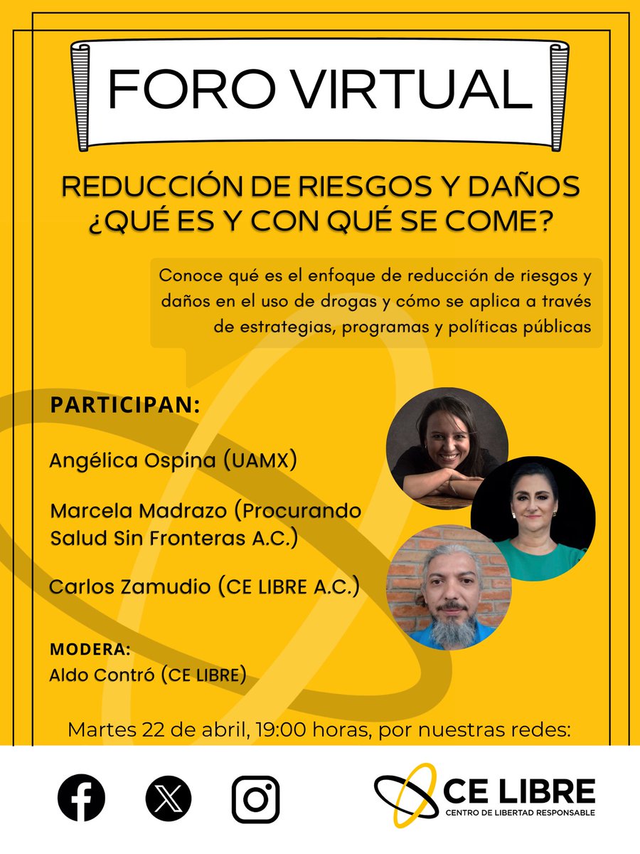 CE LIBRE (@celibre_rrd) on Twitter photo Te invitamos a nuestro primer foro virtual Reducción de riesgos y daños ¿Qué es y con qué se come?. Las y el especialistas <a href="/angelicaospina5/">Angelica Ospinaᅠᅠᅠᅠᅠᅠᅠᅠᅠᅠᅠᅠᅠᅠᅠᅠᅠᅠᅠᅠᅠᅠᅠᅠᅠᅠᅠᅠᅠᅠᅠᅠᅠᅠᅠ</a>, <a href="/MarcelaMadrazo4/">Marcela Madrazo Reynoso</a> y Carlos Zamudio aportarán un panorama conceptual y práctico sobre este enfoque relativo al uso de sustancias psicoactivas Te invitamos a nuestro primer foro virtual Reducción de riesgos y daños ¿Qué es y con qué se come?. Las y el especialistas <a href="/angelicaospina5/">Angelica Ospinaᅠᅠᅠᅠᅠᅠᅠᅠᅠᅠᅠᅠᅠᅠᅠᅠᅠᅠᅠᅠᅠᅠᅠᅠᅠᅠᅠᅠᅠᅠᅠᅠᅠᅠᅠ</a>, <a href="/MarcelaMadrazo4/">Marcela Madrazo Reynoso</a> y Carlos Zamudio aportarán un panorama conceptual y práctico sobre este enfoque relativo al uso de sustancias psicoactivas