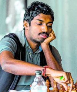 Adhiban finds himself in trouble against his fellow countryman after his last move, bishop to f4. How did black punish this to get a winning position? #Chess #Tactics