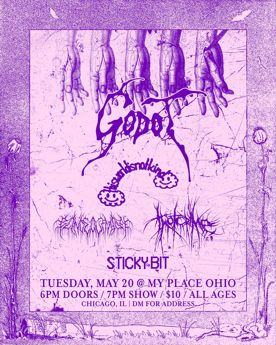 show announcement
supporting <a href="/godottx/">GODOT</a> &amp; <a href="/twinkscreamo/">thisworldisnotkind</a> on tour
also one of yr last chances to catch thotcrime in chicago
it's gonna be a very special show, very limited capcity as well
see ya there&lt;3