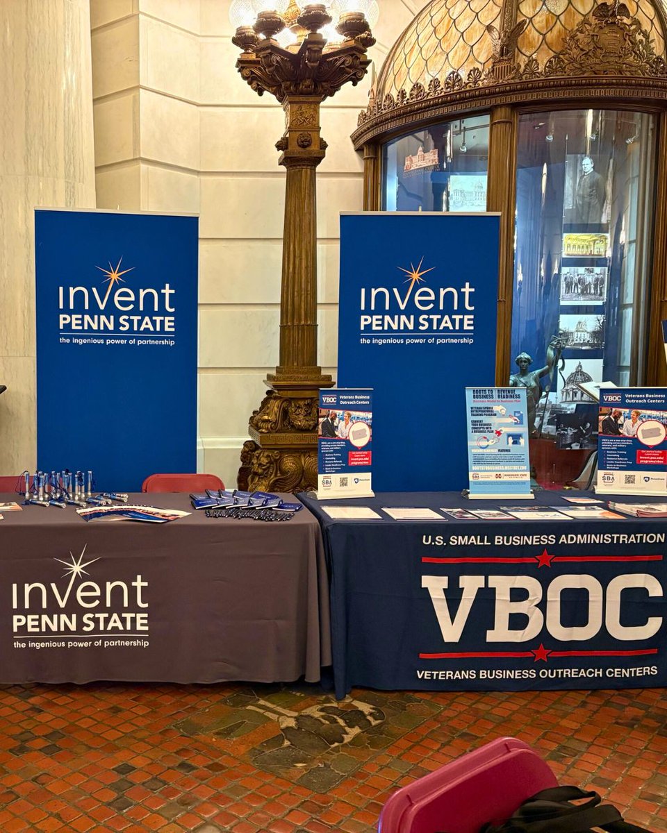 #WeAre proud to represent Invent Penn State at Capital Day 2025 in Harrisburg! We're highlighting the statewide impact of our innovation programs—including the new Veterans Business Outreach Center (VBOC) at Penn State.

#CapitalDay2025 #PennState #VBOC #Entrepreneurship