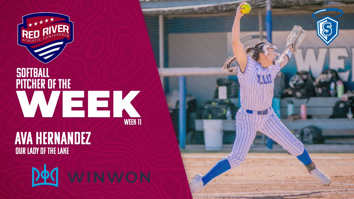 Ava Hernandez of @ollusaints was named @winwontech RRAC softball pitcher of the week for April 7-13...her second award of the season. Story: redriverconference.com/general/2024-2…