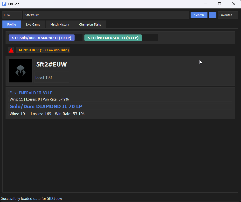 non bloated league lookup tool desktop app wip