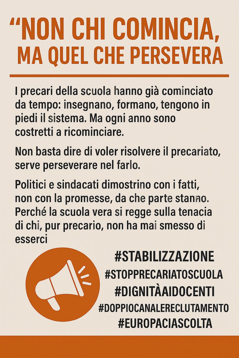 <a href="/inf_scuola/">InformazioneScuola</a> La precarietà colpisce i diritti e la stessa dignità dei lavoratori!! 
Firma ✍️ la petizione al Parlamento Europeo
tinyurl.com/bdyt9c5

#Europaciascolta
#Stabilizzazione
#stopabusoprecariato
<a href="/GiorgiaMeloni/">Giorgia Meloni</a> <a href="/G_Valditara/">Giuseppe Valditara</a> <a href="/MIsocialTW/">Ministero dell’Istruzione e del Merito</a> <a href="/Europarl_IT/">Parlamento europeo</a> <a href="/EU_Commission/">European Commission</a>
