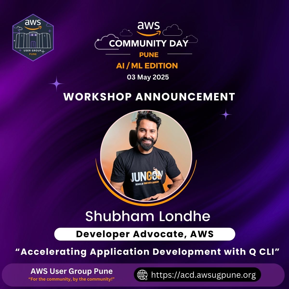 AwsPune's tweet image. 🔥 𝐖𝐨𝐫𝐤𝐬𝐡𝐨𝐩 𝐑𝐞𝐯𝐞𝐚𝐥 – 𝐃𝐨𝐧’𝐭 𝐉𝐮𝐬𝐭 𝐁𝐮𝐢𝐥𝐝, 𝐁𝐮𝐢𝐥𝐝 𝐒𝐦𝐚𝐫𝐭𝐞𝐫! 🔧
Accelerating Application Development with Q CLI
— by none other than @TrainWitShubham, Developer Advocate at @awscloud  🧑‍💻✨

#acdpune25 #awsugpune #awsusergroups #aws