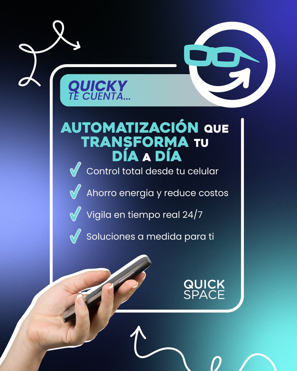 quickspace_lat's tweet image. ¿Te gustaría tener control total desde tu celular, ahorrar energía y vigilar todo en tiempo real, 24/7?
Con QuickSpace, la automatización ofrece soluciones a medida para que tu empresa sea más eficiente y segura.
#Automatización #Productividad #Seguridad #QuickSpace