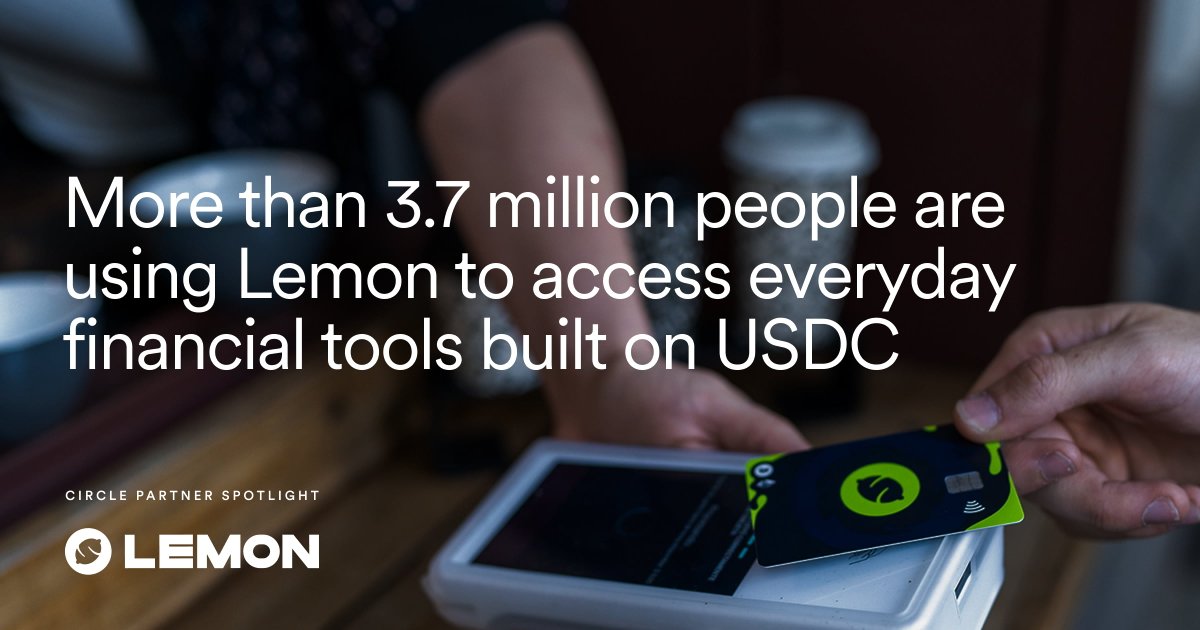Circle (@circle) on Twitter photo Across Argentina and Peru, more than 3.7 million people are using <a href="/lemonapp_ar/">Lemon Argentina</a> to access everyday financial tools built on USDC.
Our partnership with Lemon is expanding what is possible in markets.
Lemon leads the Argentinian and Peruvian market in terms of active crypto users, Across Argentina and Peru, more than 3.7 million people are using <a href="/lemonapp_ar/">Lemon Argentina</a> to access everyday financial tools built on USDC.
Our partnership with Lemon is expanding what is possible in markets.
Lemon leads the Argentinian and Peruvian market in terms of active crypto users,
