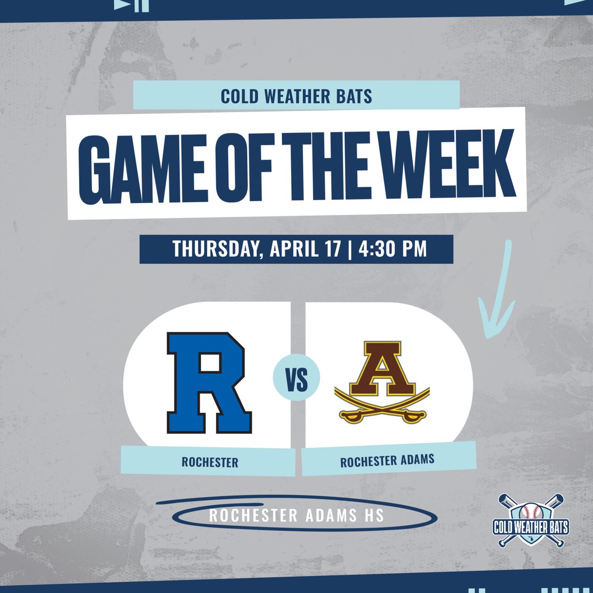 🚨 CWB Game of the Week: Week 3 is HERE 🚨

Rochester vs. Rochester Adams 🔥

One of Michigan’s fiercest rivalries returns Thursday for Game 3 of their league series.

Adams took the regular season last year…
Rochester got revenge in the playoffs 👀