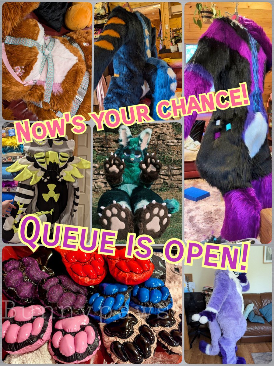 Lets try this again, shall we?

 The Bunnypaws queue is now OPEN! And will stay open for 2 weeks unless slots fill before that. 

Taking applications for suits, partials, shiny beans, bodysuits, kigus, harnesses, and more 💕

Please see my website for prices and terms!
