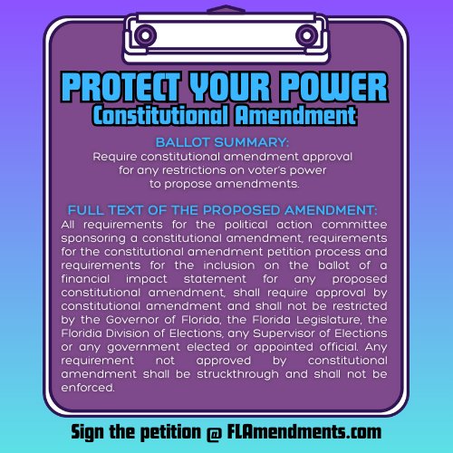 Radical politicians in Tallahassee are trying to take away your power to collect petitions and amend our state's Constitution!

Sign the petition that will protect voters' Constitutional power now @ FLAmendments.com