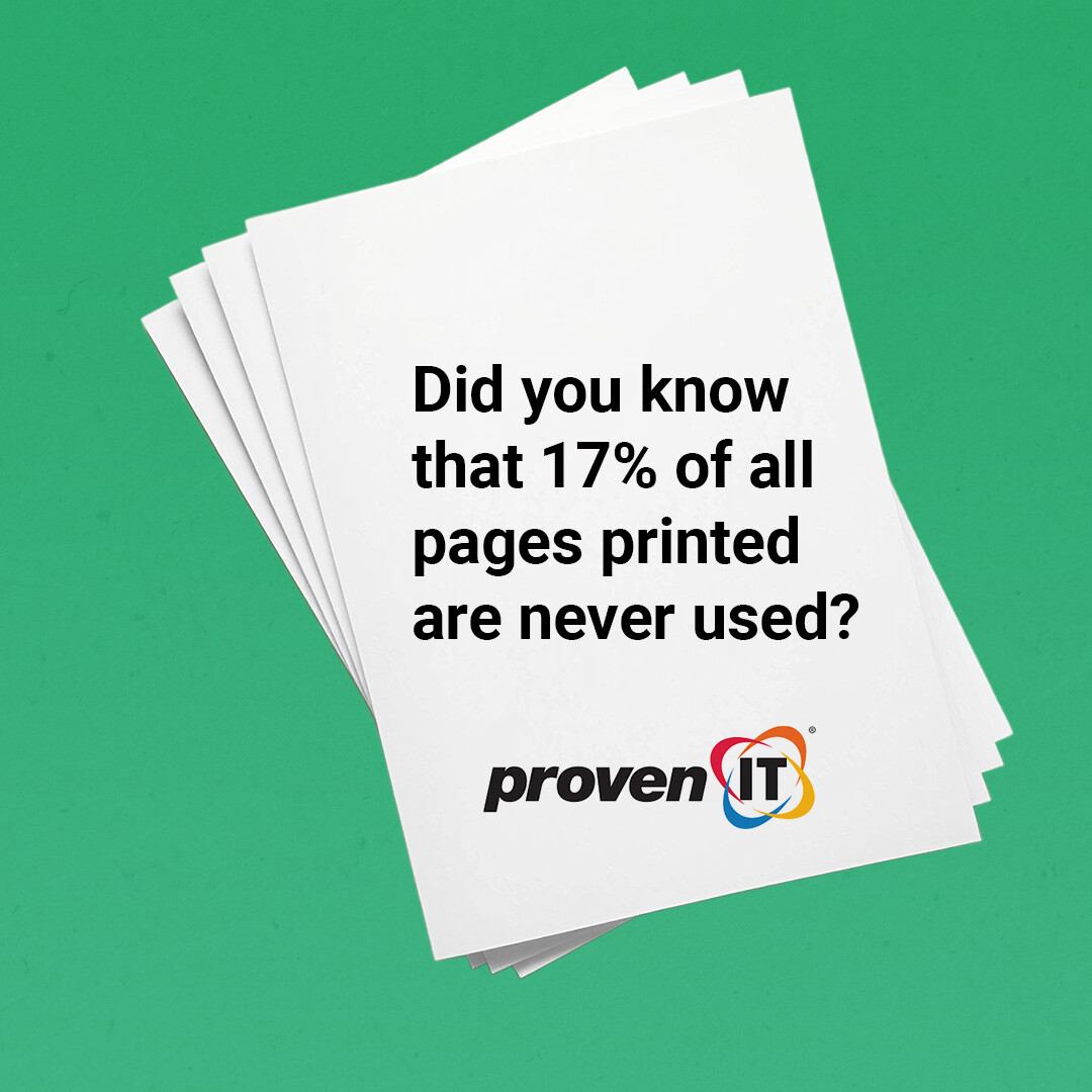 It’s time to rethink your print habits this Earth Month.

17% of printed pages are never used. That’s wasted paper, ink, and money. 

At Proven IT, we help businesses implement smarter, more sustainable print strategies, here’s how: hubs.la/Q03fPW5T0